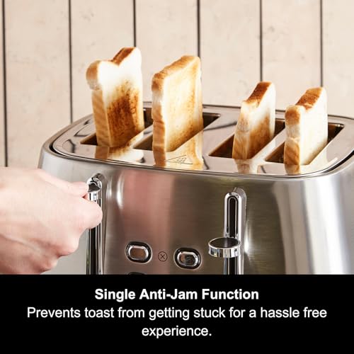 Morphy Richards Mexborough 4 Slice Toaster, Stainless Steel, Independent Operation, Browning Controls, Removable Crumb Tray, Anti-Jam, Defrost, Cancel, Reheat, 1860W, Black Trim, 242901 - Image 4