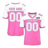 Personnalisable Maillot de Foot - T Shirt Personnalisé col Rond Personnalisable avec Nom Numéro Logo Imprimée Recto/Verso Lâche Chic Sport Maillot pour Match de Football,Rose,S