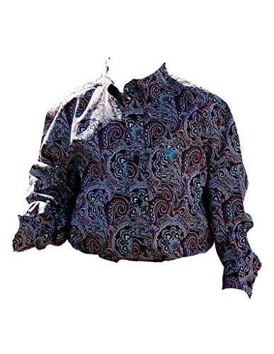 Cinch Boy's Long Sleeve Paisley Print Western Button Shirt (As1, Alpha, M, Regular, Medium) Navy #TOP29