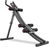 Hop-Sport Rückentrainer & Bauchtrainer mit Knieauflage - klappbares Fitnessgerät für Zuhause mit Trainingscomuputer