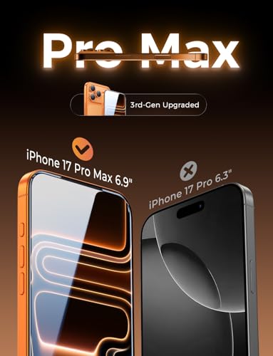 Image of MAGIC JOHN 3rd Gen Upgraded 2 Pack for iPhone 17 Pro Max Screen Protector 6.9 Inch, HD Clear, Shatterproof Tempered Film, Auto Dust-Elimination, Bubble Free, Easy Installation