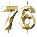 Gold 76. Geburtstagskerzen, 76. Geburtstagsdekorationen für Frauen und Männlich, 3D-Zahl-76-Kerze für Kuchen, Goldene Kuchendekorationen für Geburtstagsfeiern und Hochzeiten Zubehör
