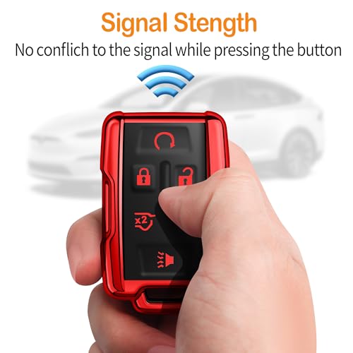 Sindeda for Chevrolet Key Fob Cover with Keychain Soft Full Protection Key Shell Key Case Compatible with Colorado Silverado Suburban Tahoe GMC Canyon Sierra 1500 2500 3500 HD 6-Buttons(Red) by Sindeda - Image 5