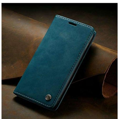 Image of Perkie Velvet Soft Faux Leather Wallet Flip Case Kick Stand Magnetic Closure Flip Cover for iPhone 15 (Blue)