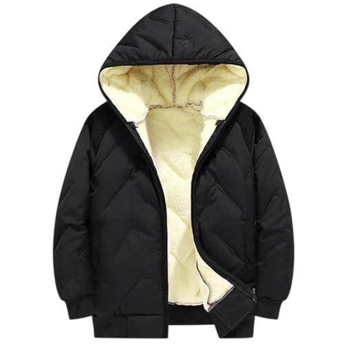 Generisch - Generisch Veste d'hiver pour garçon avec doublure en polaire, manteau chaud épais pour enfants adolescents, coupe-vent par temps froid en plein air, avec design en relief, Noir , 13-14 ans