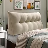 WOWMAX Headboard Pillow Queen Triangular Bed Wedge Pillow for Headboard Wedge Pillow Headboard for Daybed Bunk Bed Large Bolster Pillow for Bed with Removable Cover, 85% Linen 15% Cotton Blend