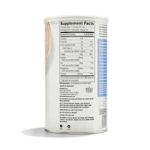 365 by Whole Foods Market, Soy Protein Powder, Unsweetened Vanilla Flavor, 15.63 oz - image 2