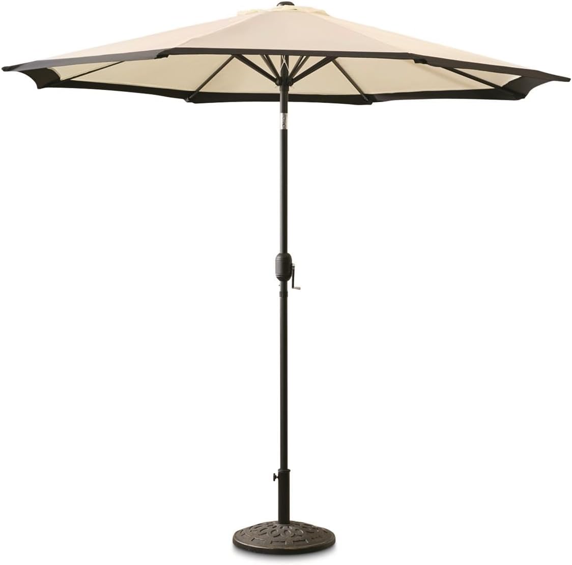 CASTLECREEK Two-Tone 9' Outdoor Patio Umbrella Push-Button Tilt Sun Shade for Deck, Yard, Backyard, Pool, Khaki/Black