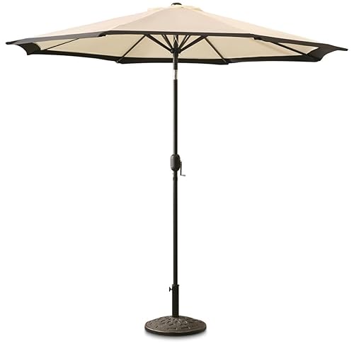 Two-Tone 9' Outdoor Patio Umbrella Push-Button Tilt Sun Shade for