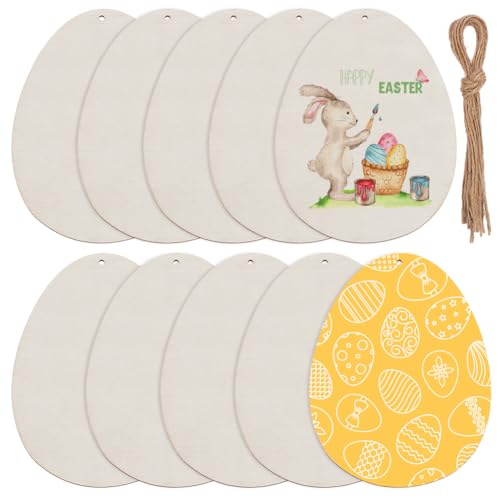 SOFPLATE 10Pcs 7 x 5 Inch Easter Egg Wood Cutouts