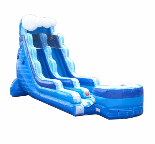 TentandTable Inflatable Water Slide for Kids and Adults, Commercial Grade Giant Blow Up Backyard Water Fun, Includes Electric Air Blower, 35' L x 15' W x 18' H, Blue Marble Wave