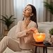 POHS Himalayan Pink Salt Fire Bowl Lamp with 5 Massage Balls, dimmable Switch Electrical Cord, with Replaceable Bulbs, Premium Wood Base.