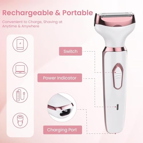 VIFERA 6-in-1 Trimmer for Women – Facial Hair Removal Machine, Bikini Trimmer, Eyebrow & Nose Hair Trimmer – Painless Body Hair Trimmer for Women – Type-C, 90 Min, Waterproof (White) - Image 6