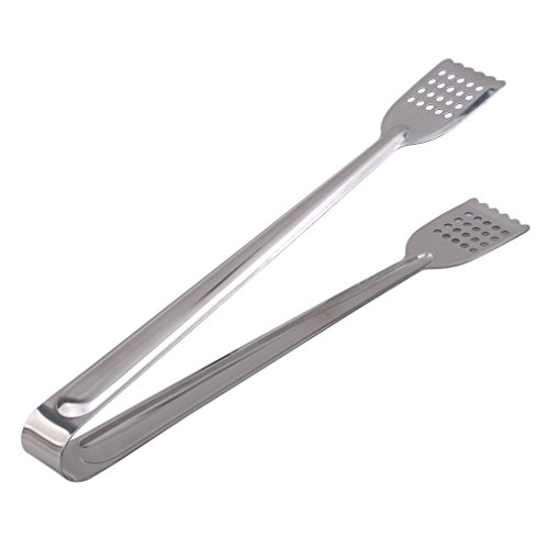 Lnlyin de Cuisine en Acier Inoxydable à tête Plate Alimentaire Tong Pain Clamp Pince pour Barbecue Nourriture Salade ustensile de Cuisine de Service, Acier Inoxydable, Silver, Small Type1（17cm）