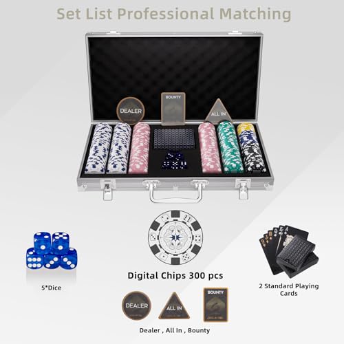 image for LUOBAO Poker Chips Set for Texas Holdem 300 Pcs Blackjack Chips Set wi