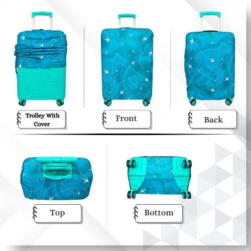 Image of Printed Luggage Cover for Traveling Bag & Suitcase - Stretchable & Scratchproof Trolley Protector with Velcro Lock & Lightweight Washable Material(Suitcase Bag Not Included, Only Cover in Product)