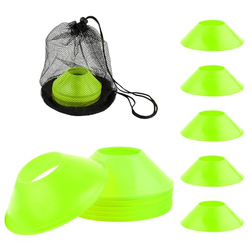 XIHIRCD 25pcs Soccer Cones for Training, Mini Football Cones with Mesh Bag Flexible Agility Disc...