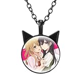 Anime Citrus Aihara Yuzu Collar Niños Niña Aihara Mei Cosplay Colgante Figura de Dibujos Animados Cúpula de Cristal Orejas de Gato Collar Joyería para Niños,, Vidrio