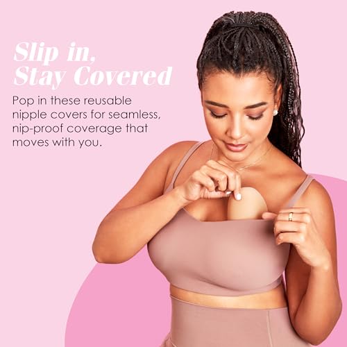 Hollywood Fashion Secrets Non-Adhesive Silicone Inserts – Reusable Nipple Covers, Deep Shade Nipple Pasties, Made in USA2