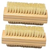 DECORNIJIA 2 Stück Doppelseitige Nagelbürste aus Strapazierfähigem Bambus sisal Tragbare...