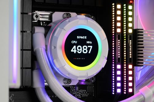 Image of ID-COOLING SL360 White CPU Liquid Cooler with Display, Customizable 2.1 inch LCD Display for Images or Performance Metrics, 360mm AIO Cooler, Three AF127 ARGB Fans, Fits Intel /AMD
