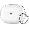NIUTRENDZ Clear Case for Beats Studio Buds Case Soft TPU Protective Cover with Carabiner Compatible with Beats Studio Buds 2021 (Clear Glitter)