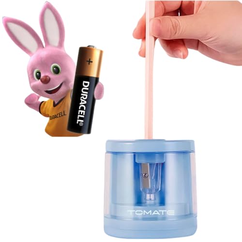 Apontador Elétrico de Lápis Automático com Depósito Removível + 2 Pilhas de Cortesia (Azul Bebê)