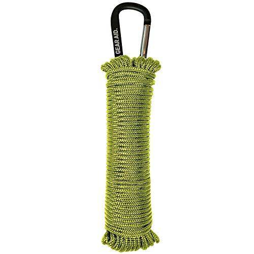 GEAR AID 325 Paracord and Carabiner, Utility Cord for Camping and Hiking, Nav Green, 50 ft