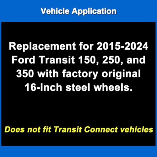 Premium Replica Hubcap, Replacement for Ford Transit 150, 250, and 350: 2015-2024, e-Transit: 2022-2024 16-inch Wheel Cover (1 Piece)