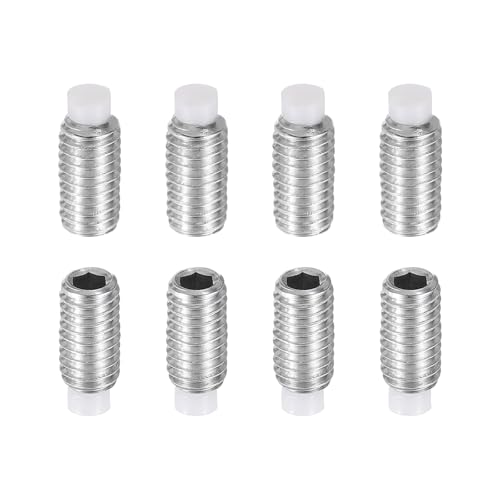 MECCANIXITY 8 Pcs M6x12mm Nylon Tip Grub Screw, 304 Stainless Steel Metric Hex Socket Set Screws for Furniture Repair Industrial Machinery and Equipment