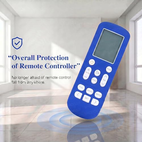 Image of SHOPOFLUX Silicone AC Remote Cover Compatible with Samsung AC Remote Full Wrap Protective Case with Lanyard [Remote NOT Included] (Blue)