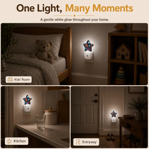 Image of Star Night Light with Dusk to Dawn Sensor, Rocket Space Plug in Night Light for Kids Bedroom Nursery, Soft Warm Glow Lamp for Hallway Bathroom Energy Saving