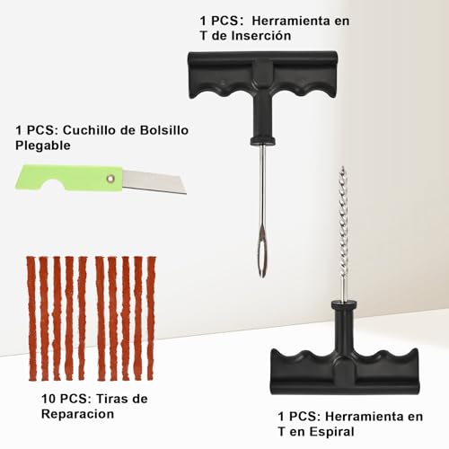 Miniatura 2 de Faburo 14 Pcs Kit Repara Pinchazos Coche Moto Caravana, Kit De Antipinchazos Accesorios Coche Accesorios Moto Para Emergencia, Mechas Pinchazos, Fácil Uso Sin Experiencia