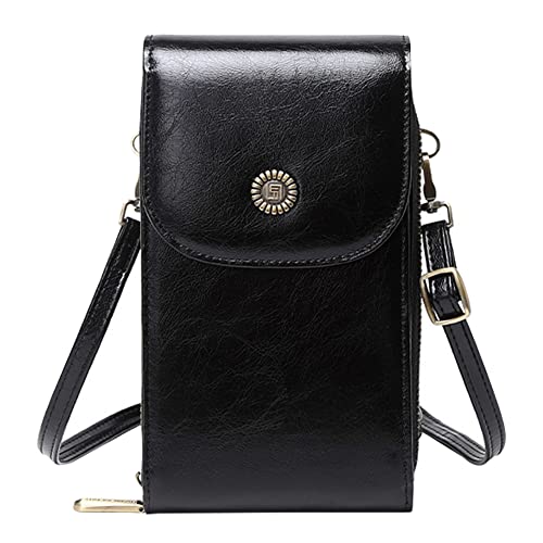 Aeeque Small Crossbody Bags for Women, RFID Blocking PU Leather Cell Phone Purses and Handbags Mini Size Ladies Shoulder Bag Clutch Card Holder Wallet for iPhone 13 Pro Max 12 mini 11 8 7 Plus - Black