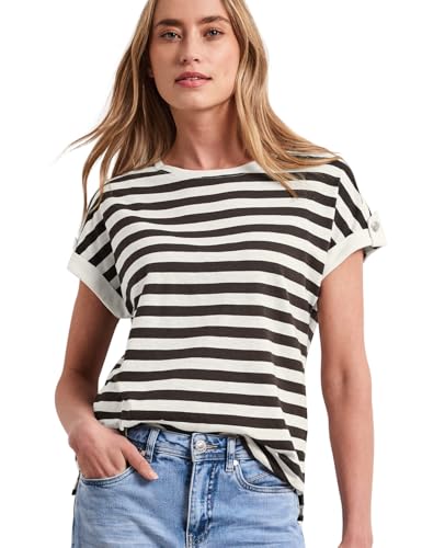 Damen T-Shirt mit Rundhals und Knopfdetail