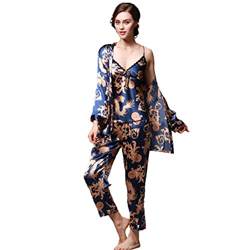 Image of ZUEVI Men's Kimono Robe Silk Satin Long Sleeve Spa Bathrobe Lightweight Soft Silky Pajamas Robes