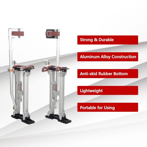 image for BIGREAT Silver Drywall Stilts 18-30 Inch Height Adjustable Lifts Alumi