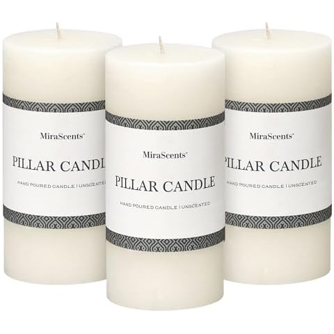 MIRASCENTS 3x6 Inch White Pillar Candles Set Cover