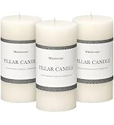 3x6 Inch White Pillar Candles Set of 3 - Hand-Poured Unscented Candles, Long Clean Burning, Large...