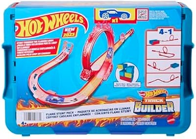 Hot Wheels Track Builder Acrobacias de Fuego Pista para Coches de Juguete, Incluye 1 vehículo, +6 años (Mattel HMC04)