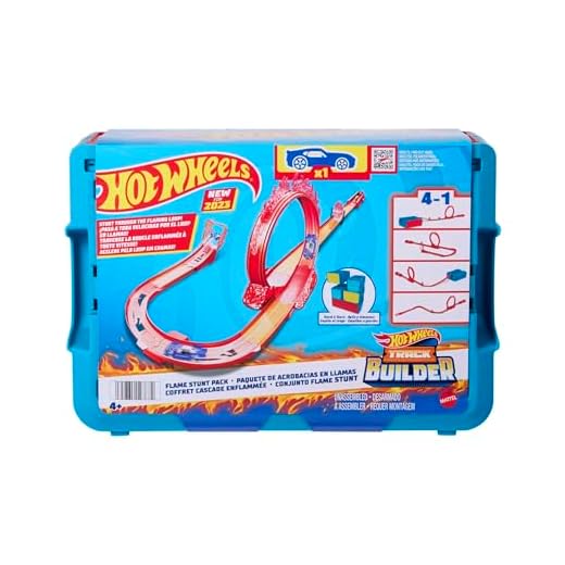Hot Wheels Track Builder Acrobacias de Fuego Pista para Coches de Juguete, Incluye 1 vehículo, +6 años (Mattel HMC04)