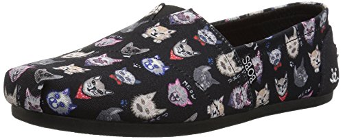 Skechers BOBS Women's Bobs Plush-Dapper Cats Ballet Flat, Black, 11 M US