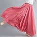 ASHER FASHION Women's Bohemian Style Elastic Waist Band Cotton Linen Long Maxi Skirt Dress (95CM, Light Red)