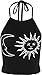Price comparison product image WearAll Women's Sun Moon Print Halter Neck Tied Crop Vest T-Shirt Top - Multi - 6/8 UK (Small)