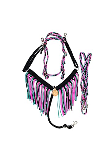 Pony tack set, fringe breast collar tack set, pony bitless