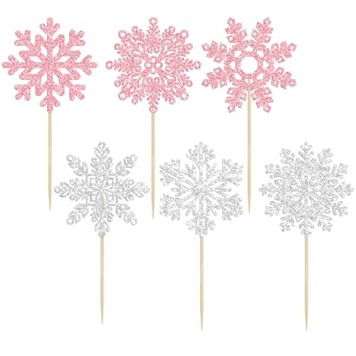 Paillettes pour gâteaux d'hiver design scintillant rose argenté - 4