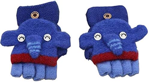 Aiyomimo Baby Winter Unisex Cartoon Warm Half Finger Knitted Gloves for 1-3 Y Kids