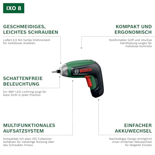 Bosch IXO8 Akku-Schrauber (Bitsatz, Exzenter-Vorsatz, Winkelvorsatz, Aufbewahrungsbox) 3