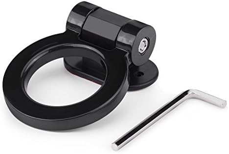 Majatou Car Tow Hook Red Universal Decorative, Red Rings Shaped Car Tow Hook Decor Bumper Trailer, Car Modified Adhesive Traction Round Rings Towing Bars Trailer Hook(Black)