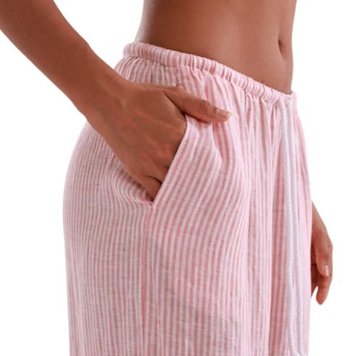 Pantalon large à rayures en lin idéal pour flâner en été
